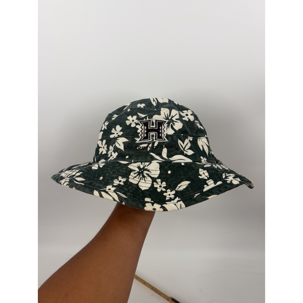 University of Hawaii Rainbow Warriors Bucket Hat Green White Floral Hawaiian